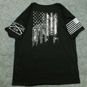 GRUNT STYLE 1776 T-Shirt American Flag on Black Ultralight Polycotton 2XL XXL